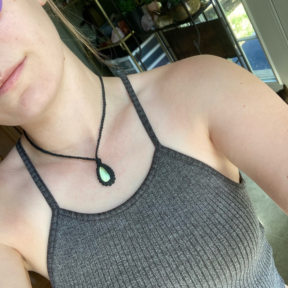 Labradorite macrame necklace